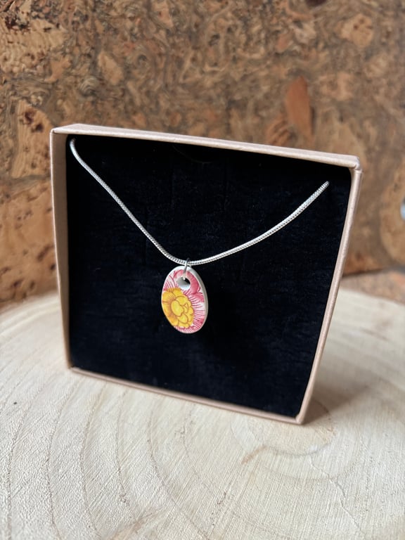 Handmade Ceramic Pendant,  One of a Kind Sterling Silver Eco Friendly Gifts.