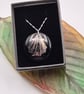 Small Scallop Seashell Fused Glass Pendant with Real Platinum Lustre Motif - Image 4