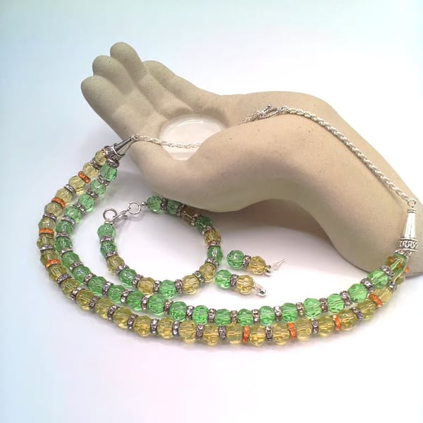 Perfectly Imperfect, Lemon & Lime Crystal and Chain Jewellery Set, Gift for Her