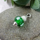 Green Rose Glass Bead Pendant, Sterling Silver & Amazonite - Chain is Optional