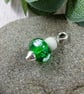 Green Rose Glass Bead Pendant, Sterling Silver & Amazonite - Chain is Optional