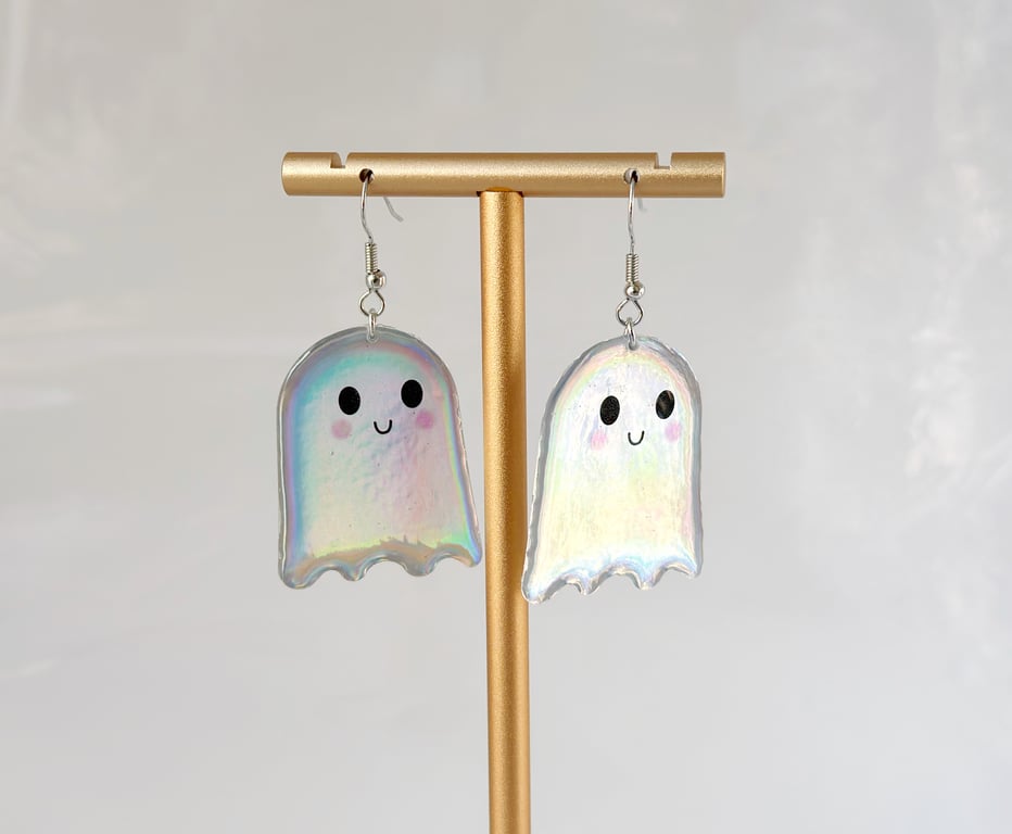 Iridescent Ghost Earrings – Cute Resin Halloween Jewellery