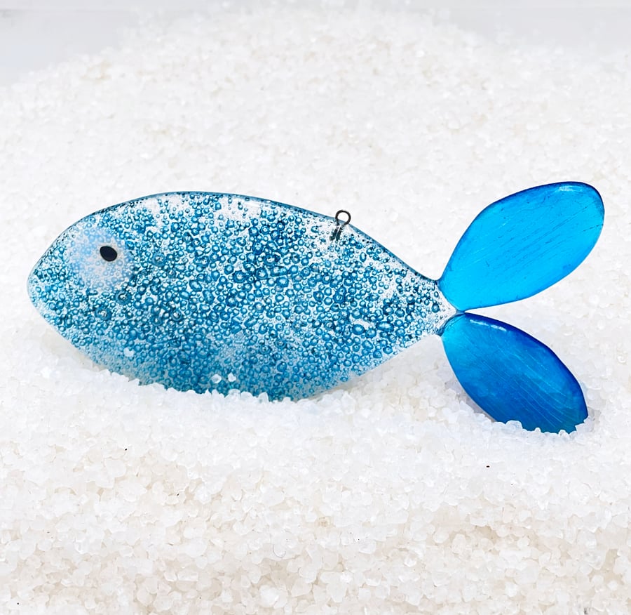 Fused Glass Bubble Fish Decoration