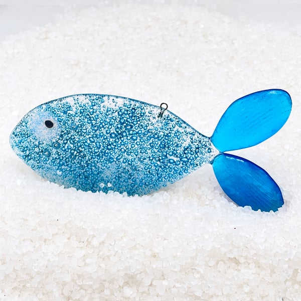 Fused Glass Bubble Fish Decoration