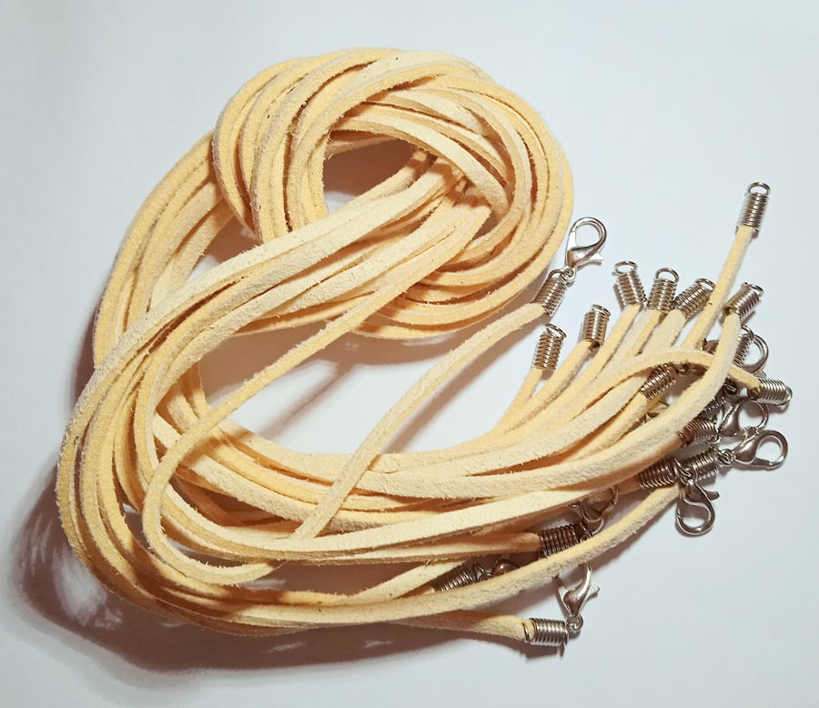10 x Light Beige Faux Suede Leather 20 inch necklace Cords