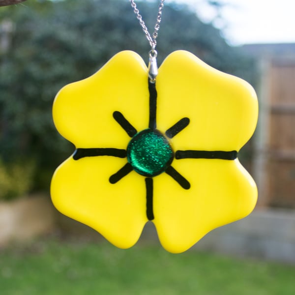 Yellow Fused Glass Poppy - 3089 - includes donation to RBL