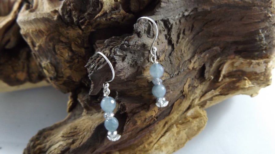 Aquamarine and  crystal earrings