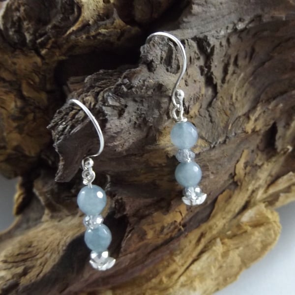 Aquamarine and  crystal earrings