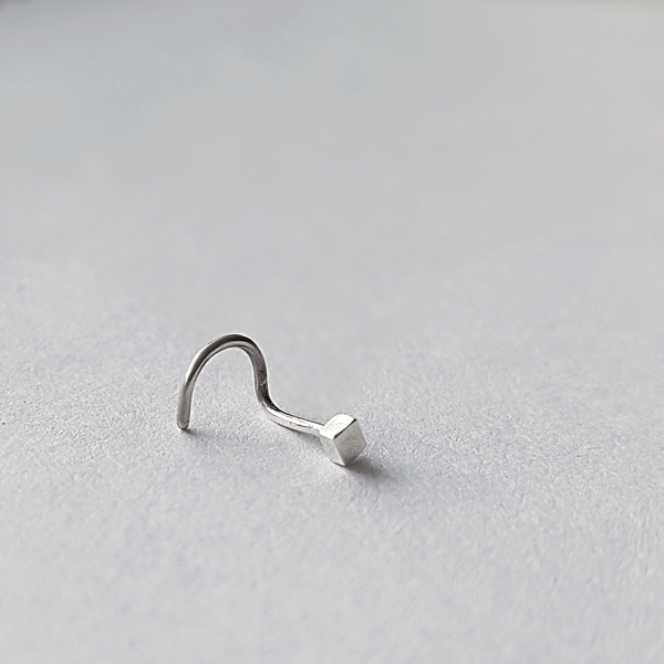 Cubic Nose Stud in Sterling Silver - Gift-Boxed With Free Delivery