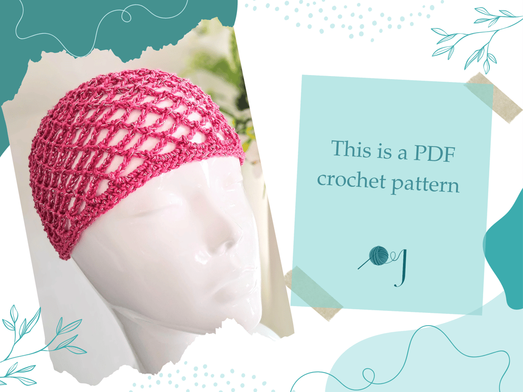 PDF Crochet Pattern for Diamond Mesh Party Skull Cap