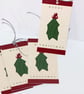 9 Handmade christmas gift tags 'Berries & Holly', gift wrapping accessory - Image 3