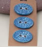 3 Medium Oval Cornflower Blue Brocade Pattern Ceramic Buttons - Image 3