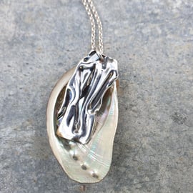 Folded texture fine silver pendant