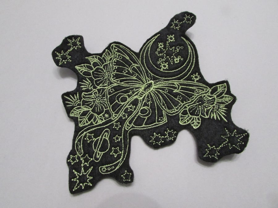 Luna Moth Embroidered Sew on Applique Patch