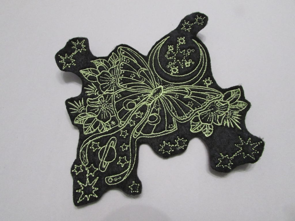 Luna Moth Embroidered Sew on Applique Patch