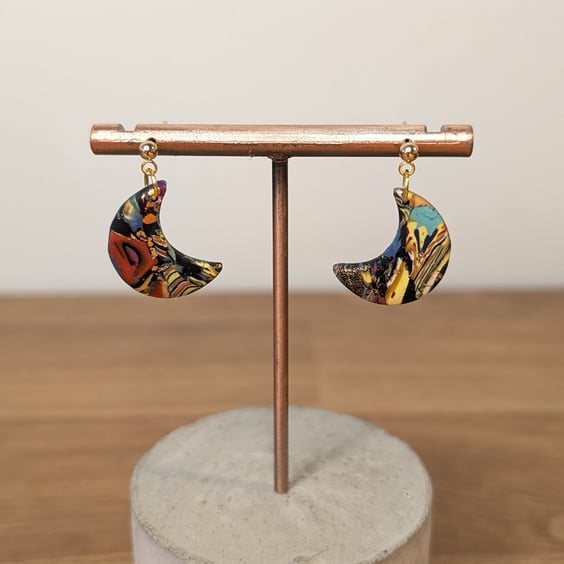 Summer bloom scrap mini moon dangles