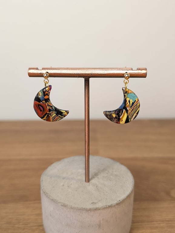 Summer bloom scrap mini moon dangles