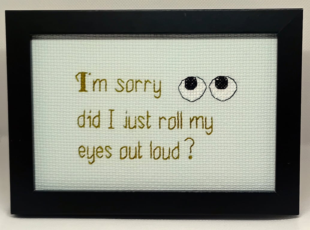 Did I Just Roll My Eyes Out Loud – Sarcastic Handmade Cross Stitch Gift 