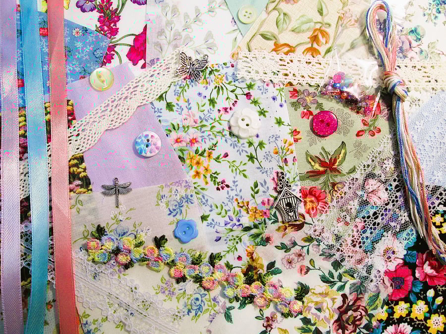 Mini Cottage garden slow stitching or junk journal kit for a beginner