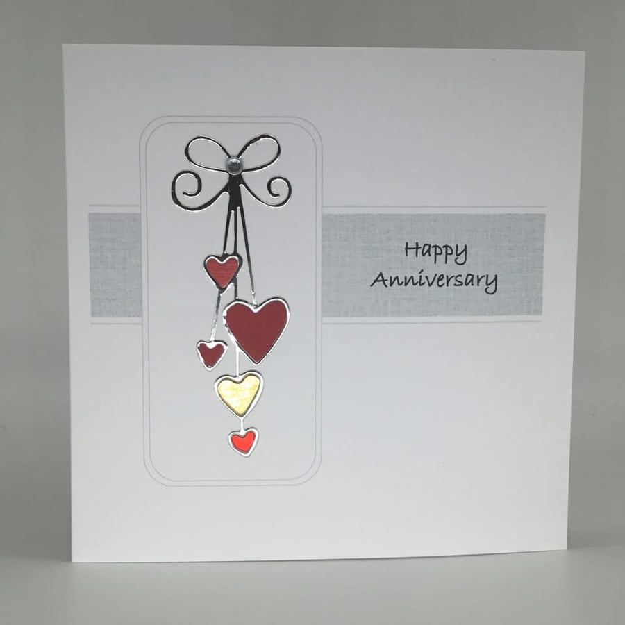 Anniversary card - hanging hearts