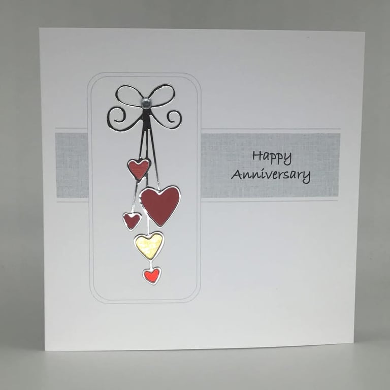 Anniversary card - hanging hearts