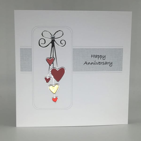 Anniversary card - hanging hearts