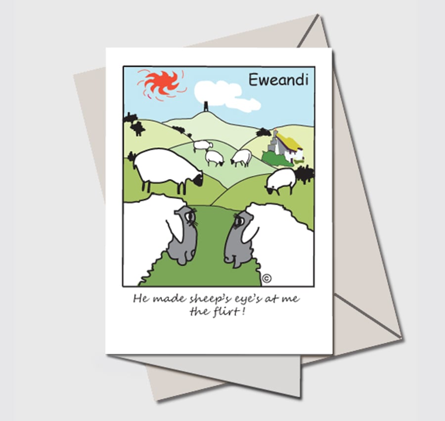 Blank Sheep Card, Funny card with chatting ewes.