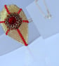 Fishtail Pendant in Gold and Red with Rivoli Crystal - Image 1