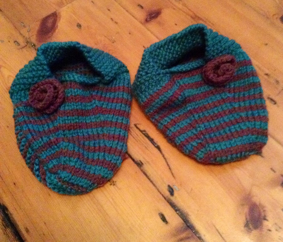 Stripey knitted slipper socks
