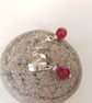 Sterling Silver Textured Square Earrings With Raspberry Quartz Drops  - Image 3