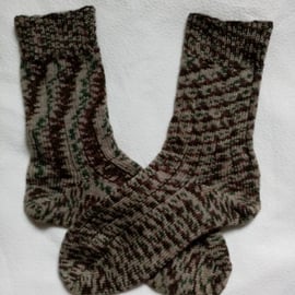 Knitted Ribbed Wool Socks Size 8 to 9 Unmatched
