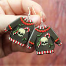 Spooky Skull Christmas Jumper Earrings