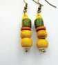 Yellow Orange And Green Beaded Boho Style Drop Earrings - Image 3