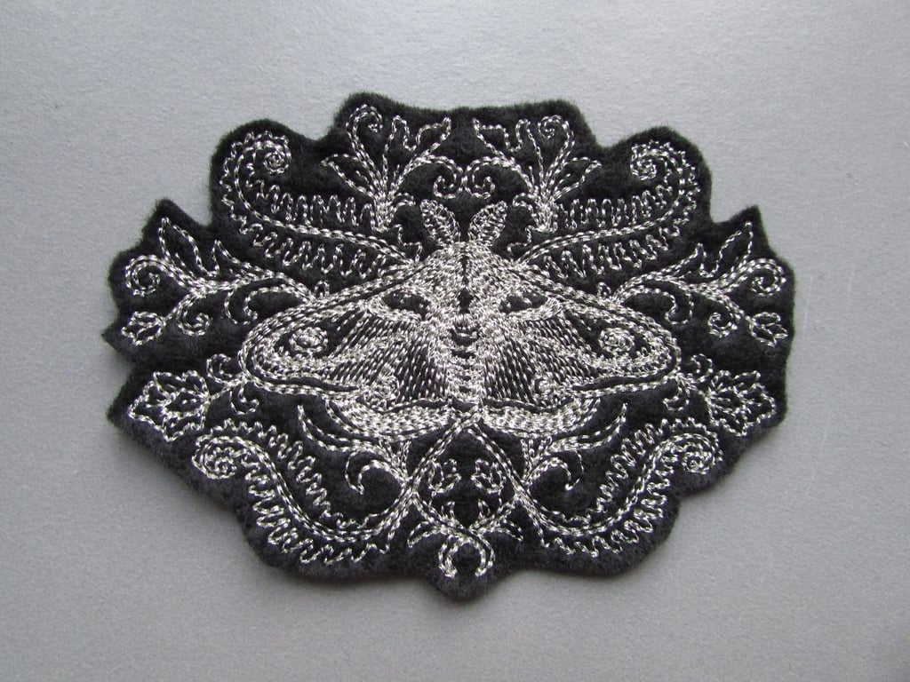 Embroidered Moth Applique Patch