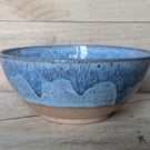Wavy pale blue speckled medium bowl