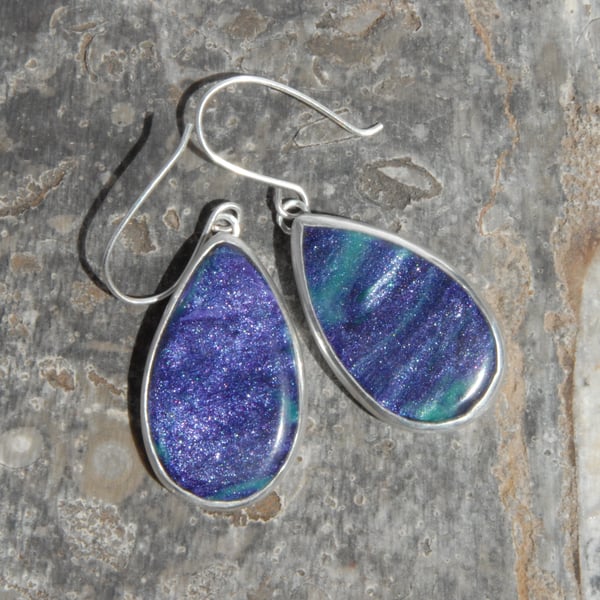 Dark purple bowlerite drop earrings