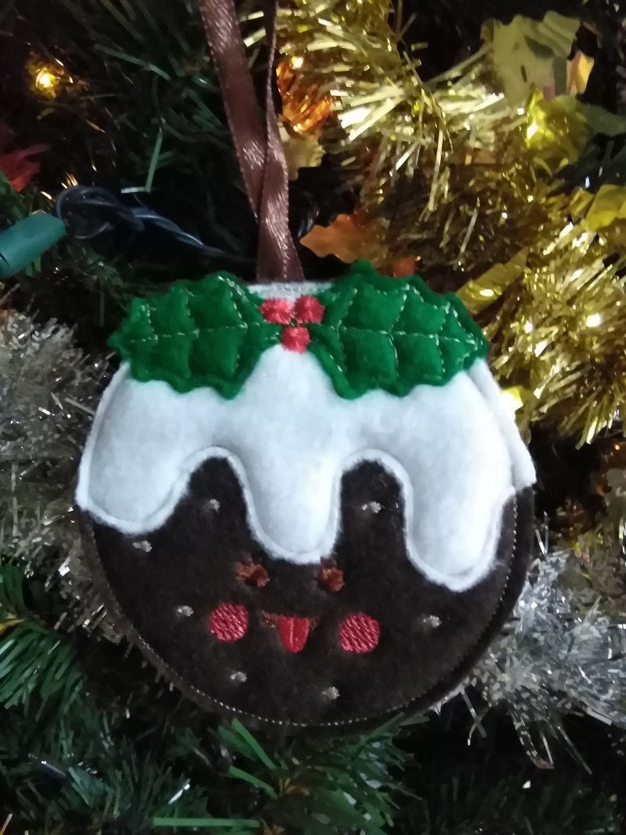 Christmas Pudding Felt Tongue Out Expression Decoration