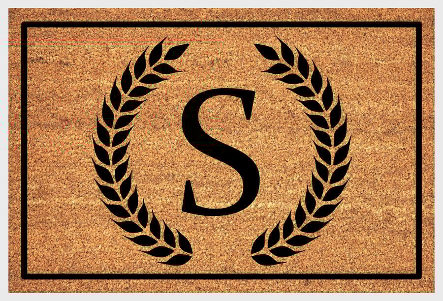 S Letter Door Mat - Monogram Letter S Welcome Mat - 3 Sizes