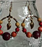 Autumnal Tones Wooden Bead Hoop Earrings