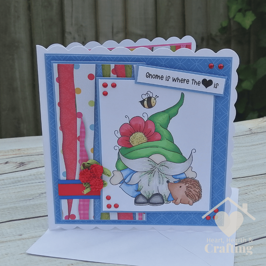 Handmade Gnome Gonk Card -  Gnome is Where The Heart Is