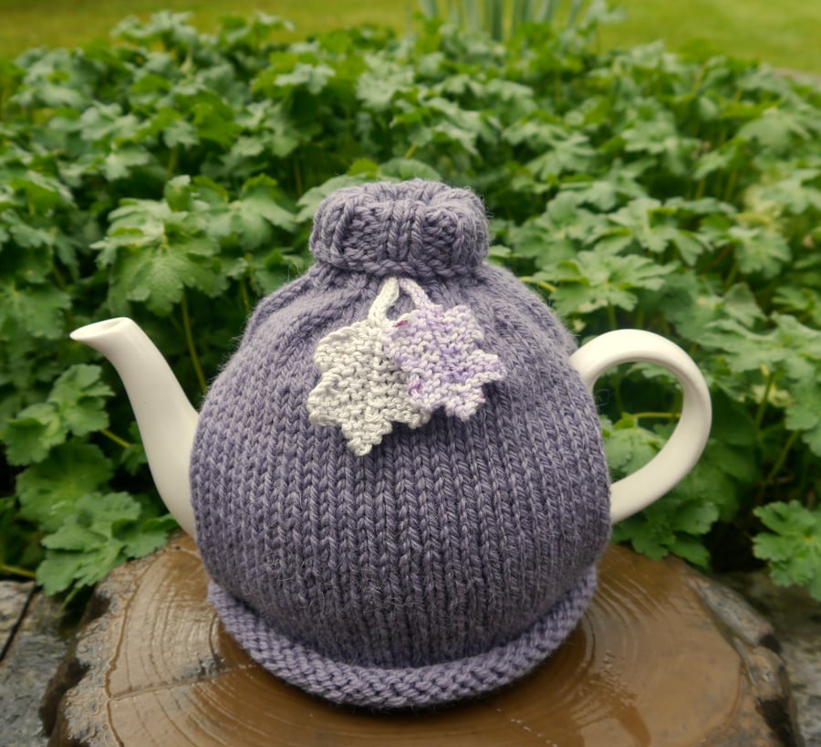 Heather Roll Neck Tea Cosy With Oak Leaves