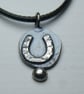 Sterling Silver Horseshoe Pendant, Organic Necklace