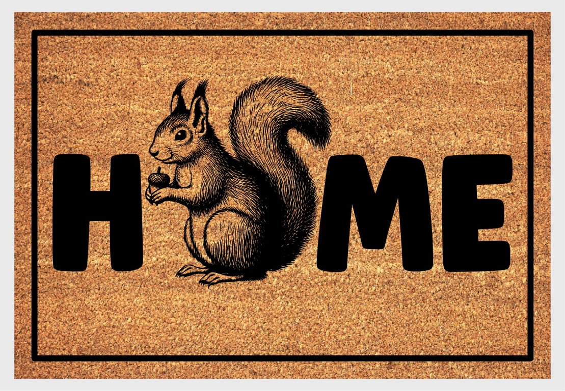 Squirrel Home Door Mat No.2 - Squirrel Welcome Mat - 3 Sizes