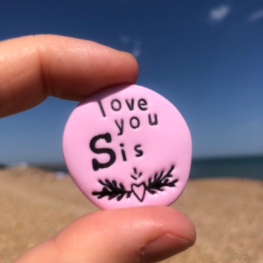 Love You Sis Pocket Pebble for Sister Gift