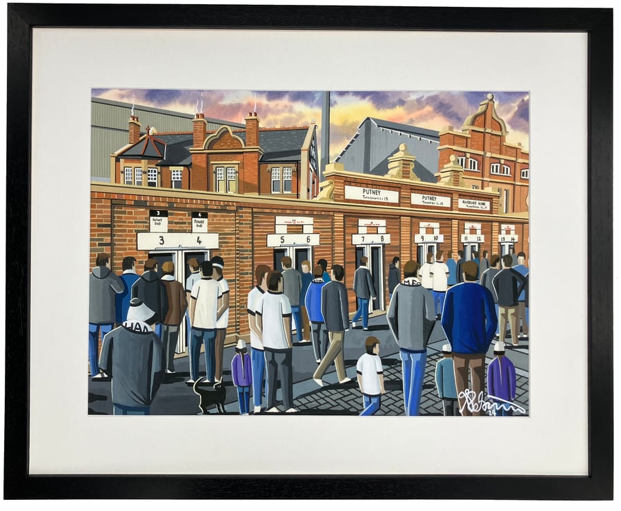 Fulham F.C, Craven Cottage, Framed Football Art Print. 14" x 11" Frame Size