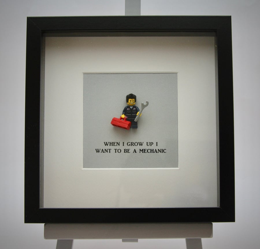 When I grow up I want to be a  Mechanic mini Figure frame