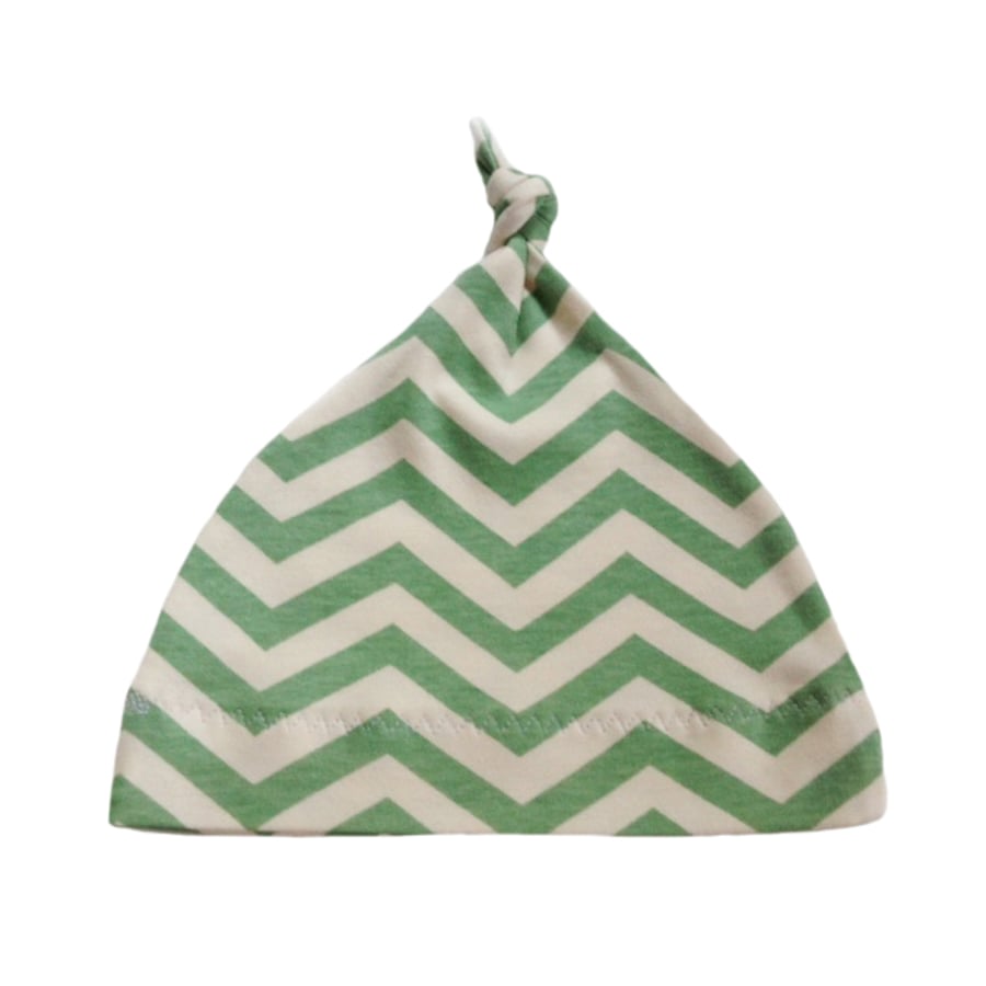 ORGANIC Baby Knotted Hat in BIRCH'S CHEVRONS POOL - Eco GIFT IDEA from BellaOski