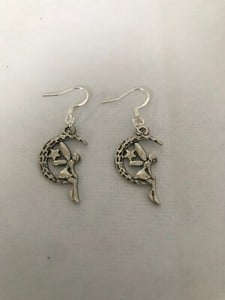 fairy moon charm hook earrings