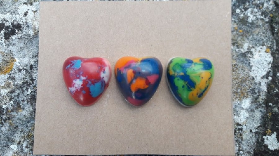 Marbled heart shaped wax crayons