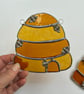Stained Glass Beehive Suncatcher - Handmade Window Decoration - Mini Bee Cluster - Image 3